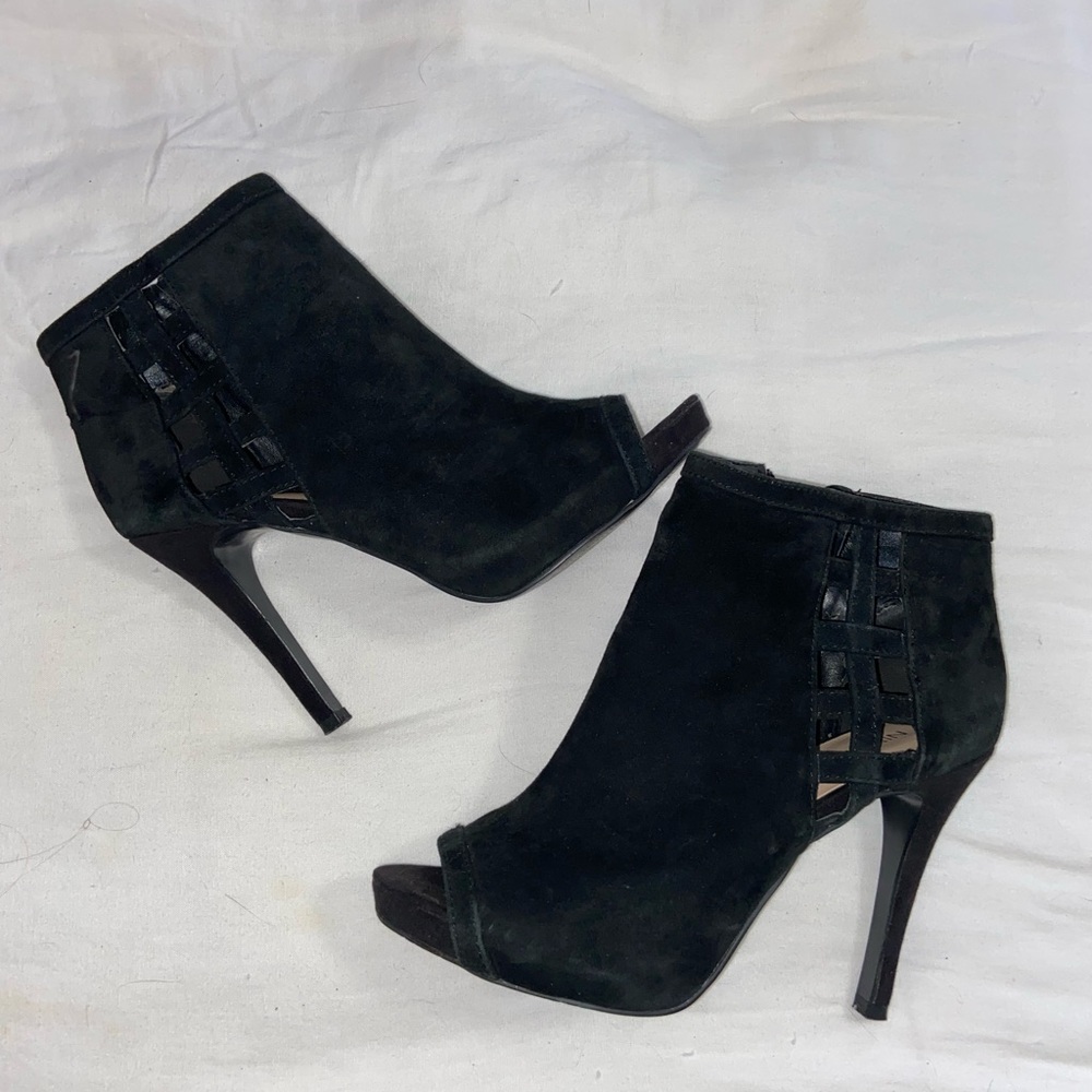 Black Nine West Peep-Toe Ankle Boots